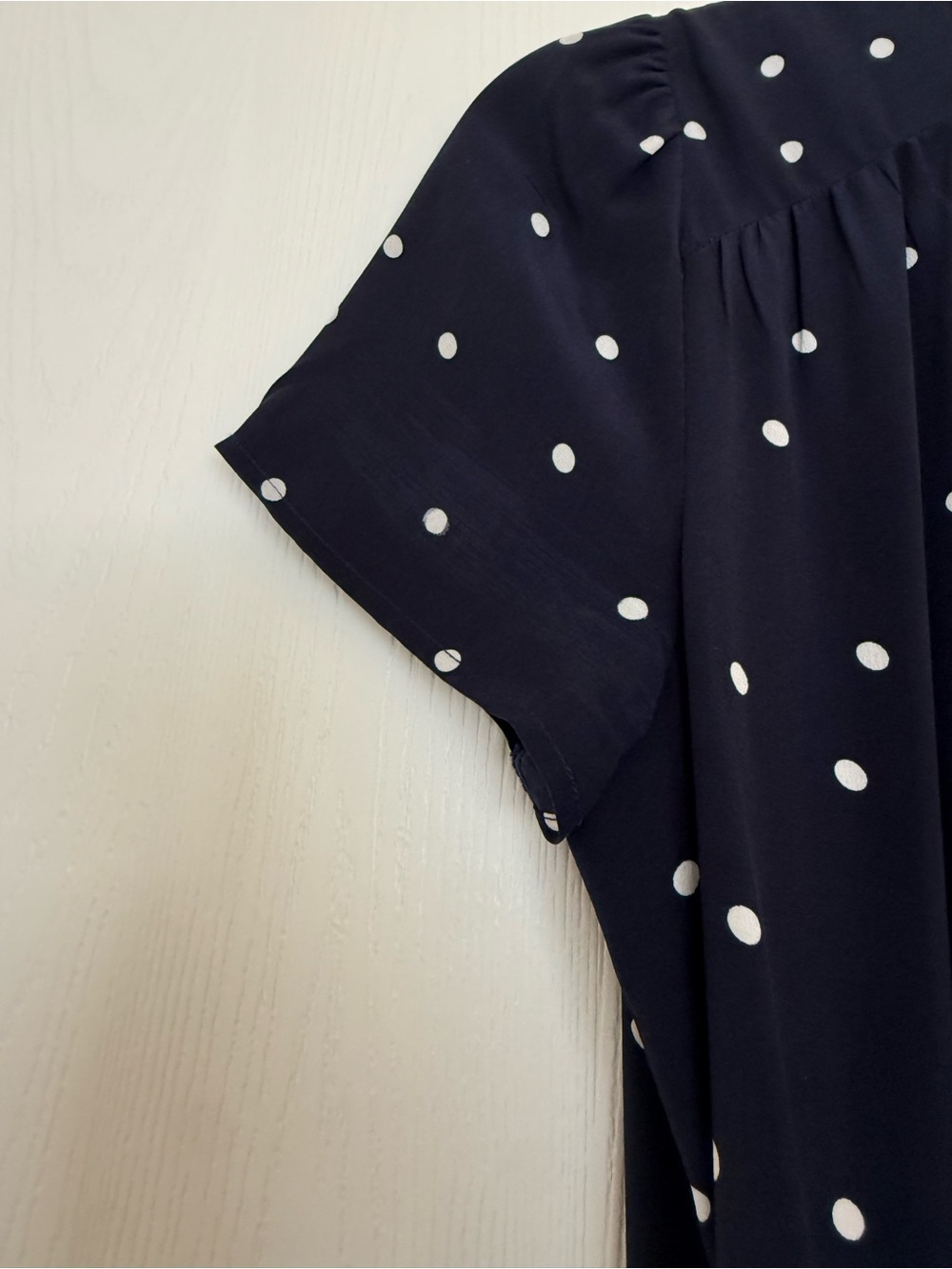Sezane Anastasia Silk Wrap Dress Navy and White Polka Dot Mini Dress 38 - Picture 4 of 14